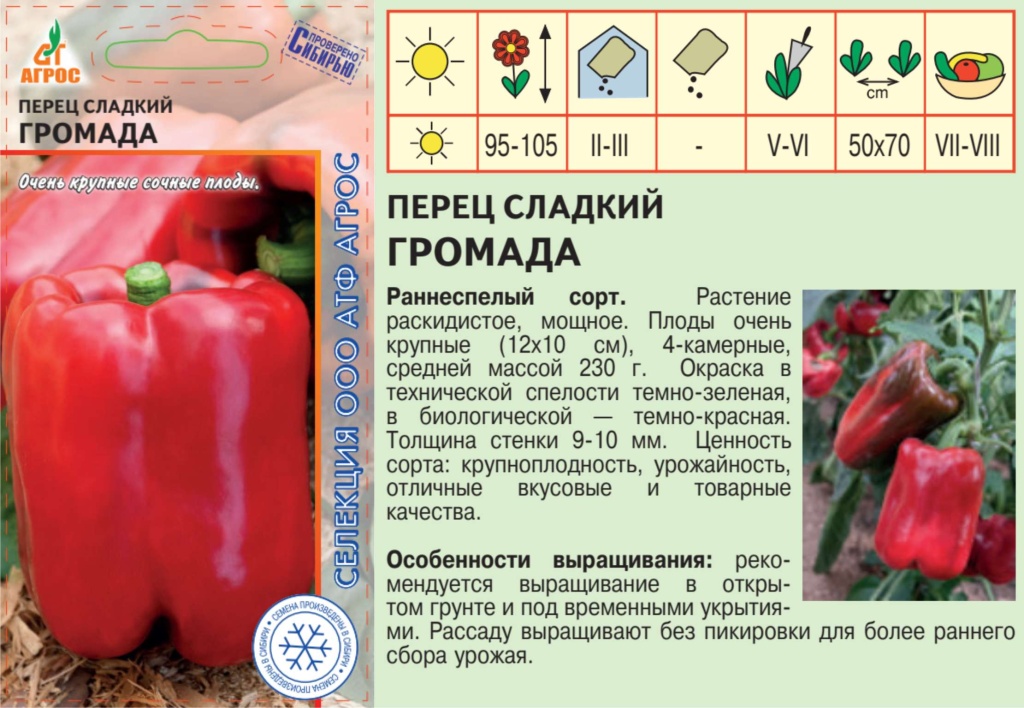 Купить Перец сладкий Громада 0,1 гр Россия (АТФ Агрос)